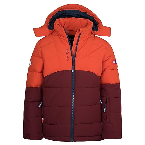 Trollkids Winterjacke Gryllefjord, Dunkelorange/Kastanienbraun/Mystik Blau, Größe 164 von Trollkids