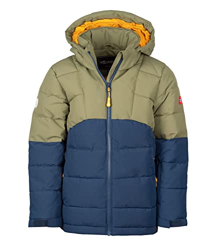 Trollkids Winterjacke Gryllefjord, Moos/Mystikblau/Goldgelb, Größe 104 von Trollkids