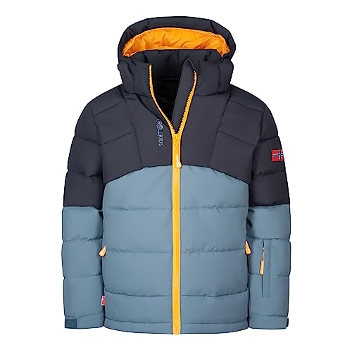 Trollkids Winterjacke Gryllefjord, Schwarz/Stahlblau/Mango, Größe 104 von Trollkids