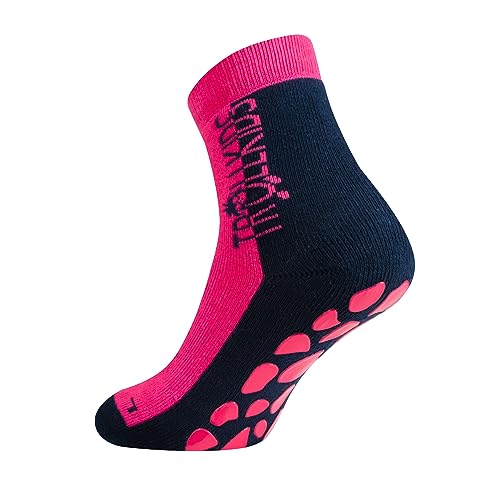 Trollkids gemütliche rutschfeste Kinder Antirutsch-Socken für Zuhause ANTI SLIP SOCKS, Marine/Magenta, Größe 31-34 von Trollkids