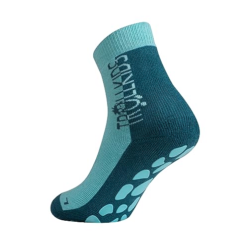 Trollkids gemütliche rutschfeste Kinder Antirutsch-Socken für Zuhause ANTI SLIP SOCKS, Teal-Blau/Wasserblau, Größe 35-38 von Trollkids