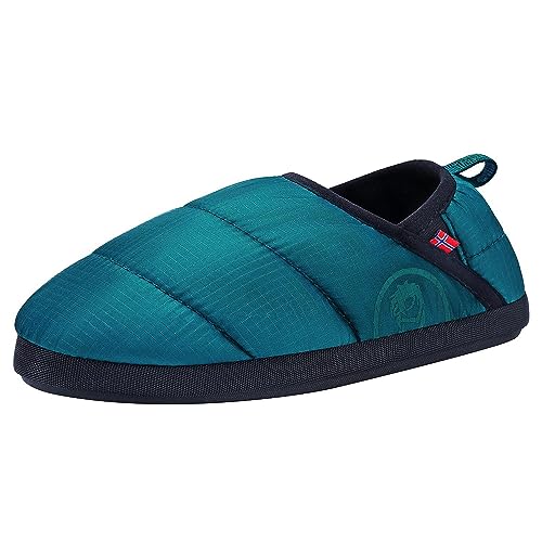 Trollkids gemütliche und stoßdämpfende Kinder Hausschuhe mit rutschhemmender Gummisohle Hut Mule, Teal-Blau, Größe 29 von Trollkids