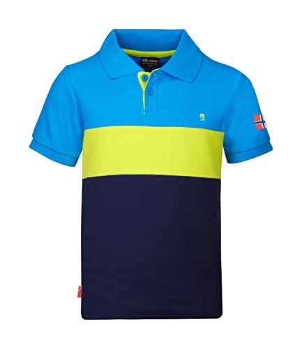 Trollkids schnelltrocknendes Kinder Polo Shirt EIKEFJORD, Mystikblau/Himmelblau, Größe 110 von Trollkids