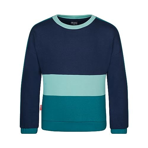 Trollkids stillvolles kuscheliges Mädchen Sweatshirt aus Bio-Baumwolle VERDAL, Marine/Teal-Blau/Wasserblau, Größe 104 von Trollkids