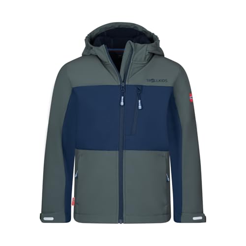 Trollkids Kids Bergsfjord Winter Softshell Jacket 128, ivy/Navy von Trollkids