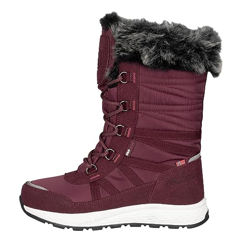 Trollkids wasserdichte Mädchen-Winterstiefel mit individuell anpassbarer Schnürung und warmem Fleecefutter HEMSEDAL, Burgunderrot, Größe 29 von Trollkids