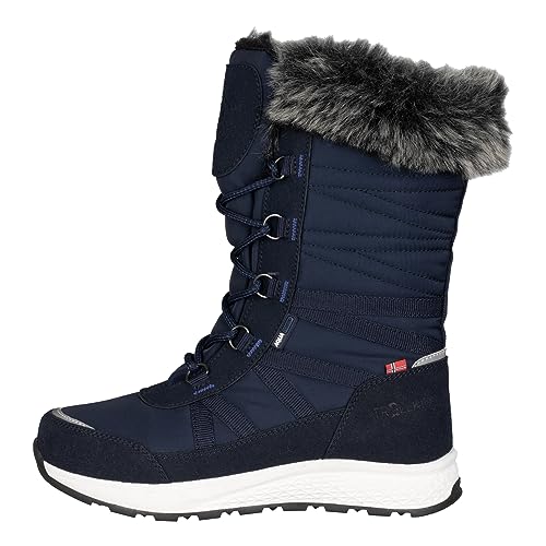 Trollkids wasserdichte Mädchen-Winterstiefel mit individuell anpassbarer Schnürung und warmem Fleecefutter HEMSEDAL, Marine, Größe 30 von Trollkids