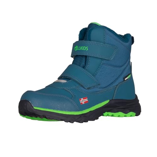 Trollkids wasserdichte Winterschuhe Wanderschuhe Hafjell, Dunkel Marine/Frischgrün, Größe 28 von Trollkids