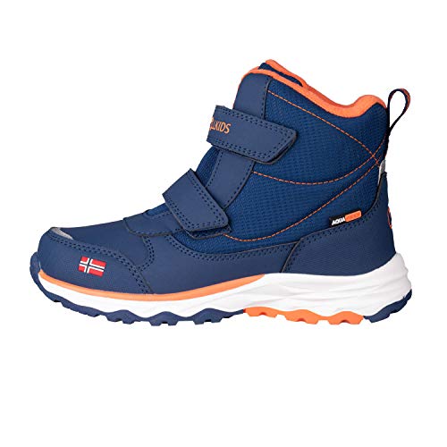 Trollkids wasserdichte Winterschuhe Wanderschuhe Hafjell, Mystikblau/Orange, Größe 29 von Trollkids