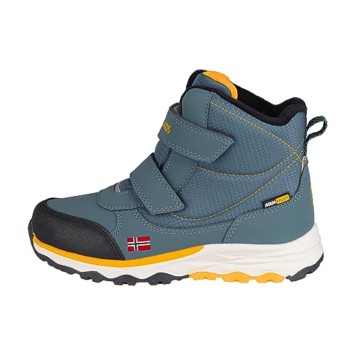 Trollkids wasserdichte Winterschuhe Wanderschuhe Hafjell, Stahlblau/Marine/Mango, Größe 39 von Trollkids