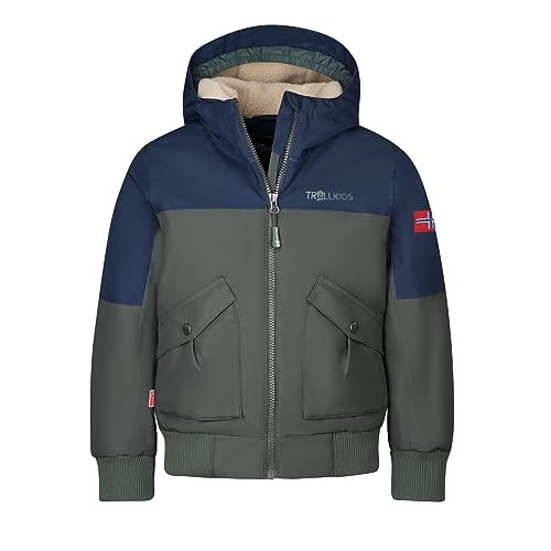 Trollkids wasserdichte atmungsaktive Kinder Jacke GRIMSTAD, navy/ivy/desert, Größe 152 von Trollkids