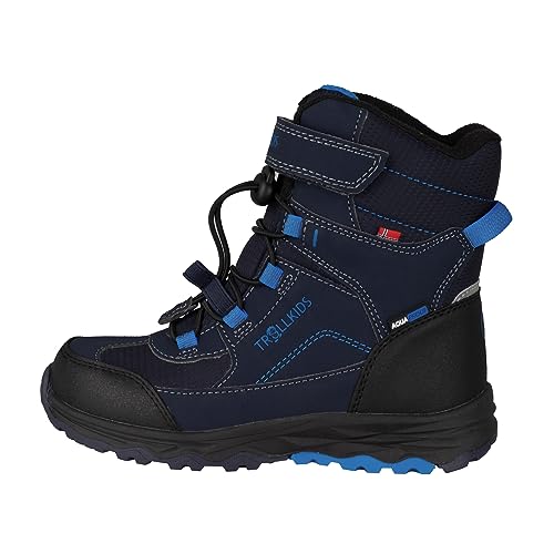 Trollkids wasserdichte robuste Kinder Winter-Stiefel mit kuscheligem Fleecefutter HAFJELL, Marine/Mediumblau/Schwarz, Größe 31 von Trollkids