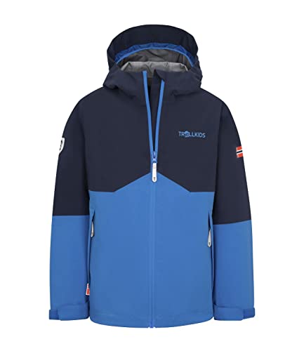 Trollkids wasserdichte sehr leichte Kinder Regenjacke GJENDE, Marineblau/Blau, Größe 110 von Trollkids