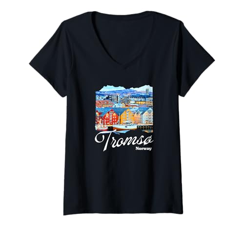 Damen Tromsø Norwegen Souvenir/Tromso T-Shirt mit V-Ausschnitt Damen Tromsø Norwegen Souvenir/Tromso T-Shirt mit V-Ausschnitt von Tromsø Norway Souvenir Store