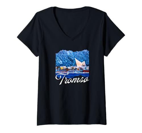 Damen Tromsø Norwegen Souvenir/Tromso T-Shirt mit V-Ausschnitt von Tromsø Norway Souvenir Store