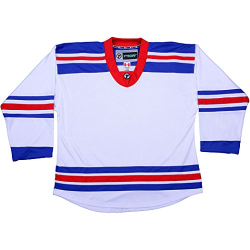 TronX Spielbekleidung DJ300 Eishockey Trikot, Senior (DE/NL/SE/PL, Alphanumerisch, XL, Regular, Regular, New York Rangers - White) von TronX