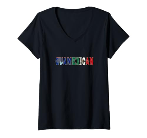Damen GuaMexikanische Flagge Mexiko Guam Mexiko illustriert T-Shirt mit V-Ausschnitt Damen GuaMexikanische Flagge Mexiko Guam Mexiko illustriert T-Shirt mit V-Ausschnitt von Tronic Tees