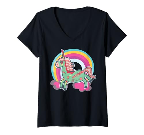 Damen Zombicorn Zombie Einhorn Undead Pastell Halloween T-Shirt mit V-Ausschnitt Damen Zombicorn Zombie Einhorn Undead Pastell Halloween T-Shirt mit V-Ausschnitt von Tronic Tees
