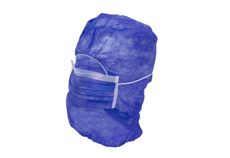 TronicXL Gesichtsmasken-Set 1000 Stück Astrohaube Haarnetz mit Mundschutz Vlieshaube Einweg OP x, 1000-tlg., lebensmittelecht, Arbeitsschutz Schutzkleidung Kopf Gesicht Haare von TronicXL
