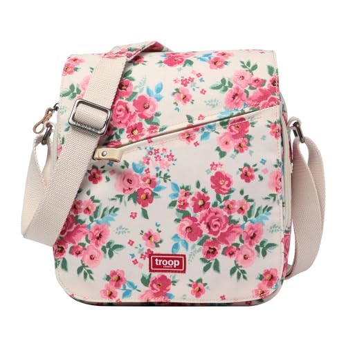 TRP0238 Troop London Klassische Umhängetasche aus Segeltuch, Beige / Blumen, M von Troop London