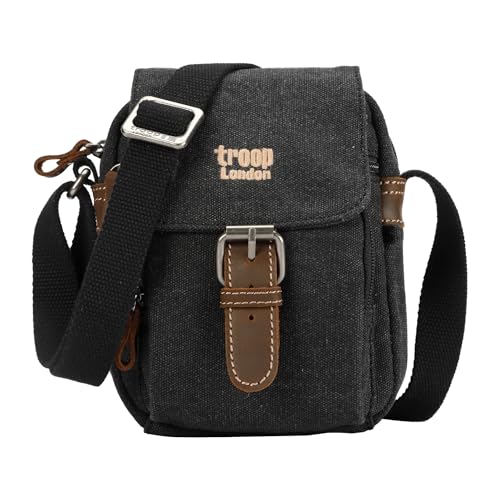 Troop London TRP0213 Klassische Umhängetasche aus Segeltuch, Schwarz - Stone Washed, One size von Troop London