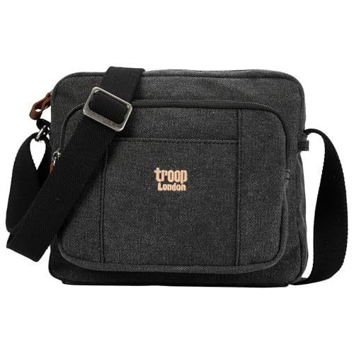 Troop London TRP0235 Classic Canvas Umhängetasche Schwarz Stone Washed, Black Stone Washed, s von Troop London