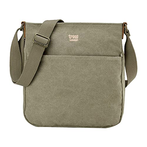 Troop London TRP0236 Klassische Umhängetasche aus Segeltuch, Khaki, M, Umhängetaschen von Troop London