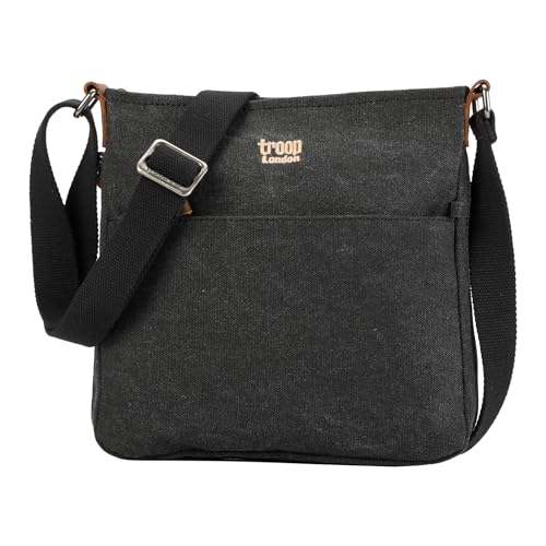 Troop London TRP0237 Classic Canvas Umhängetasche Schwarz Stone Washed, Black Stone Washed, s von Troop London