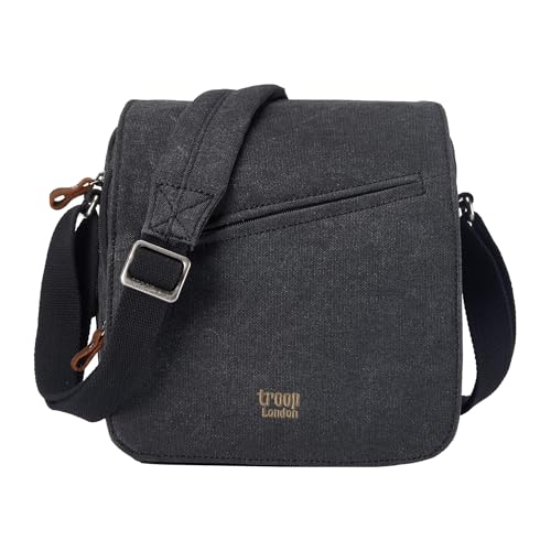 Troop London TRP0238 Classic Canvas Umhängetasche Schwarz Stone Washed, Black Stone Washed, s von Troop London