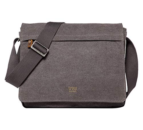 Troop London TRP0240 Classic Canvas Laptop Messenger Bag - Charcoal von Troop London