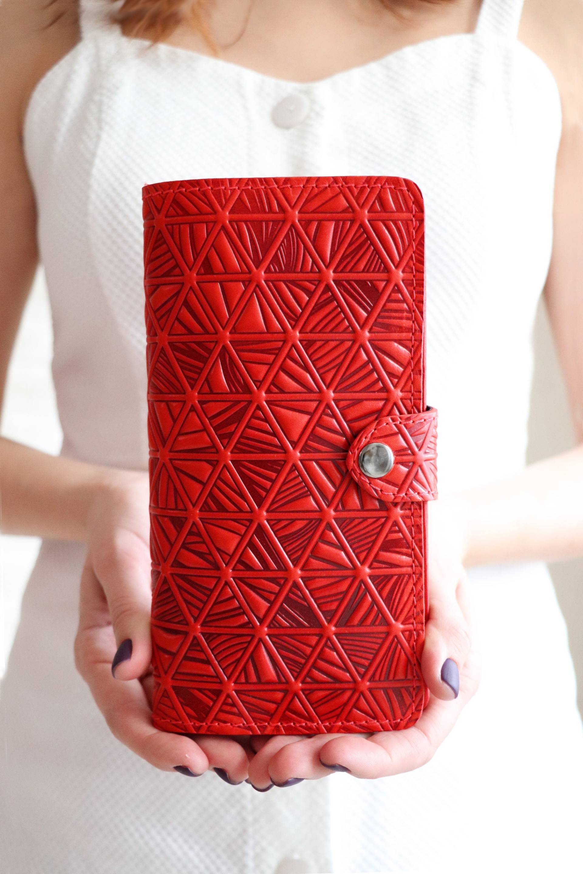 Exklusiv Leder Fun Print Rot Geprägtes Muster Rocks Wallet Geschenk Lang Frauen 60.geburtstagsgeschenk 1. Muttertag Handgemacht von TropaeisLeather