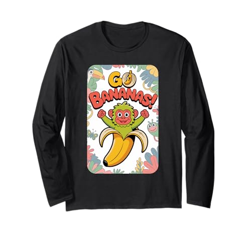 Go Bananas Monkey Banana Lustiger Dschungel Kinder Humor Langarmshirt von Tropic Giggle Jungle Vibes Co