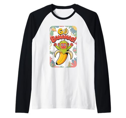 Go Bananas Monkey Banana Lustiger Dschungel Kinder Humor Raglan von Tropic Giggle Jungle Vibes Co