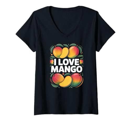Damen Ich liebe Mango Tropical Fruit Passion T-Shirt mit V-Ausschnitt Damen Ich liebe Mango Tropical Fruit Passion T-Shirt mit V-Ausschnitt von Tropical Fruit Enthusiasts Collective