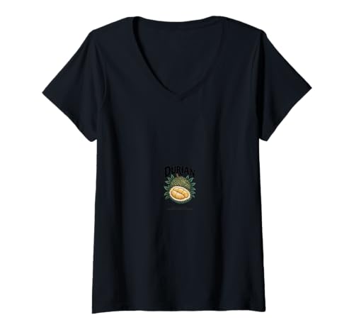 Damen Durian Spiky Fruit Soziale Distanz T-Shirt mit V-Ausschnitt Damen Durian Spiky Fruit Soziale Distanz T-Shirt mit V-Ausschnitt von Tropical Fruit Humor