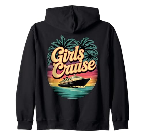 Lustiger Urlaub für Mädchen, Retro-Kreuzfahrtschiff bei Sonnenuntergang und Palmen Kapuzenjacke Lustiger Urlaub für Mädchen, Retro-Kreuzfahrtschiff bei Sonnenuntergang und Palmen Kapuzenjacke von Tropical Getaway, Ocean and Boat Design