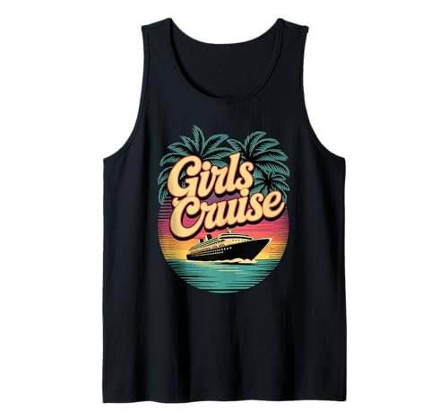 Lustiger Urlaub für Mädchen, Retro-Kreuzfahrtschiff bei Sonnenuntergang und Palmen Tank Top Lustiger Urlaub für Mädchen, Retro-Kreuzfahrtschiff bei Sonnenuntergang und Palmen Tank Top von Tropical Getaway, Ocean and Boat Design