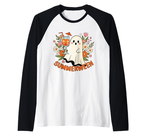 Süßes Summerween Ghost Drink & Flowers Halloween Damen Mädchen Raglan Süßes Summerween Ghost Drink & Flowers Halloween Damen Mädchen Raglan von Tropical Ghost Halloween Floral Tee Co.