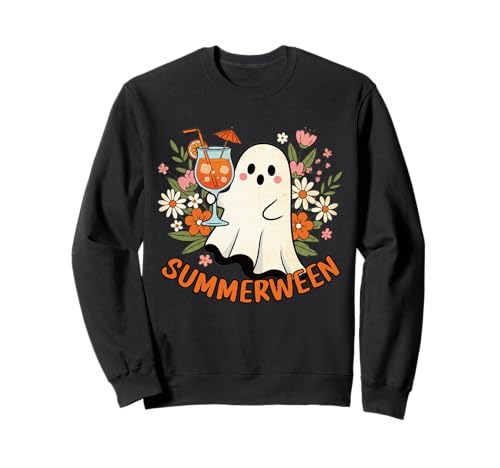 Süßes Summerween Ghost Drink & Flowers Halloween Damen Mädchen Sweatshirt Süßes Summerween Ghost Drink & Flowers Halloween Damen Mädchen Sweatshirt von Tropical Ghost Halloween Floral Tee Co.