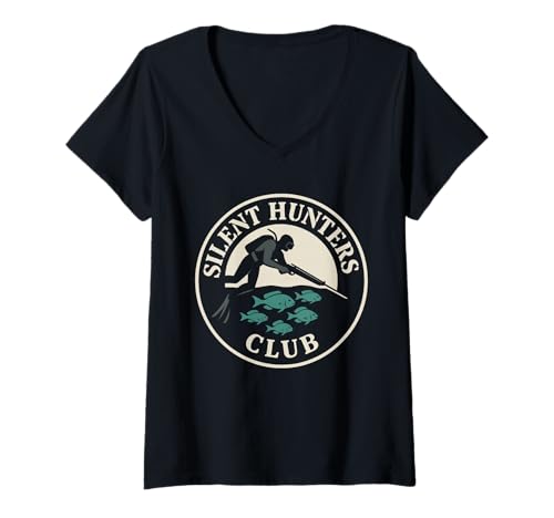 Damen Spearfishing Brotherhood Ocean Hunter Spearo Life Freitauchen T-Shirt mit V-Ausschnitt Damen Spearfishing Brotherhood Ocean Hunter Spearo Life Freitauchen T-Shirt mit V-Ausschnitt von Tropical Reef Spearfishing Gear Saltwater Hunter