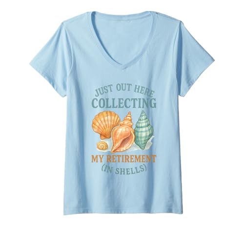 Damen Sarkastischer Humor im Ruhestand, Shelling Lovers, Sheller T-Shirt mit V-Ausschnitt Damen Sarkastischer Humor im Ruhestand, Shelling Lovers, Sheller T-Shirt mit V-Ausschnitt von Tropical Seashell Hunting Beachcombing Design