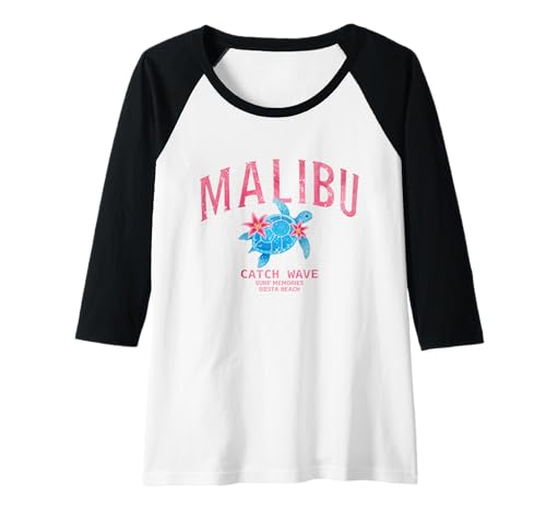 Damen Malibu Meeresschildkröte Fang Wave Siesta Beach Surf Floral Retro Raglan Damen Malibu Meeresschildkröte Fang Wave Siesta Beach Surf Floral Retro Raglan von Tropical Surf Vibes Retro Beach Ocean Life Tees