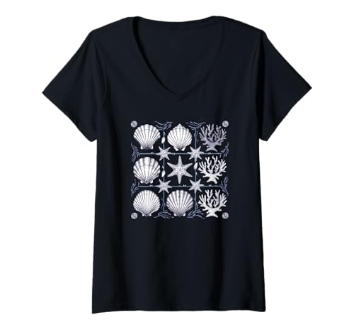 Damen Seashell Summer Hawaii Beach Familien-Kreuzfahrtteam T-Shirt mit V-Ausschnitt Damen Seashell Summer Hawaii Beach Familien-Kreuzfahrtteam T-Shirt mit V-Ausschnitt von Tropical Trip Family Memories Gear for Summer