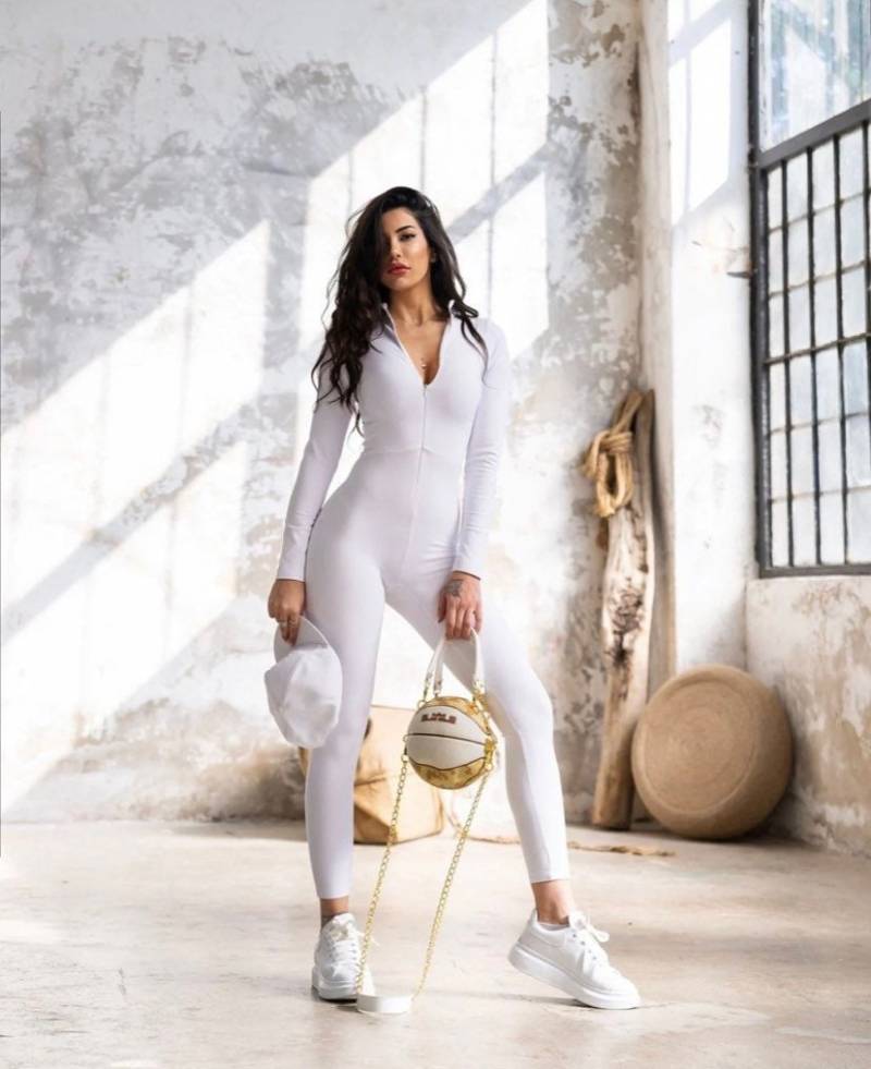 Weiß Langarm Zip Yoga Ganzanzug Jumpsuit Onesie Catsuit Gym Outfit Pole Dance Aktiv Sportanzug Pilates Salsa Bachata von TropicalActivewear