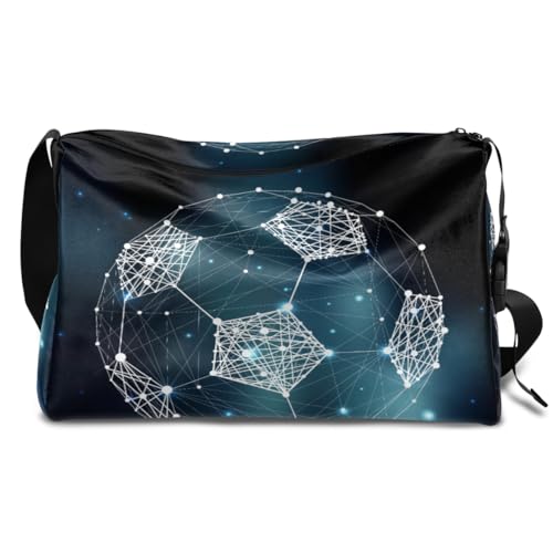 Abstrakte Fußball Leder Duffle Bag für Mann Frau Jungen Mädchen Fußball Ball Wochenende Übernachtung Sport Gym Tasche Reisetasche Single Shoulder Crossbody Handtasche, farbe, 18.5L, Taschen-Organizer von TropicalLife