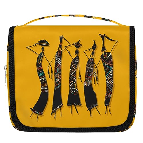 Afrikanische Frauen Reise Kulturbeutel für Frauen Männer afrikanisches Design Kulturbeutel Tasche hängen Toilettenartikel Kosmetik Make-up Organizer, farbe, 4.7 L, Taschen-Organizer von TropicalLife