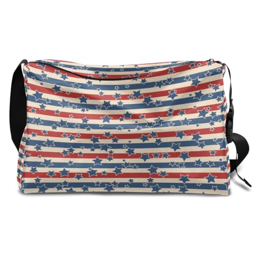 American Stars Stripes Leder Duffle Bag für Mann Frau Jungen Mädchen American Vintage Wochenende Übernachtung Sport Gym Bag Reisetasche Single Shoulder Crossbody Handtasche, farbe, 18.5L, von TropicalLife