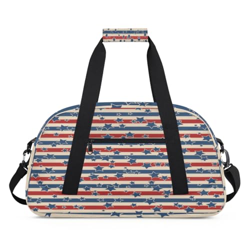 American Stars Stripes Sporttasche für Damen und Herren, American Vintage, 24 l, Wochenend-Übernachtungstasche, Tragetasche, Reisetasche, Turnbeutel für Kinder, Mädchen, Jungen, farbe, (24L) UK, von TropicalLife