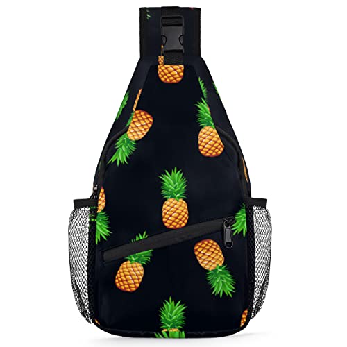 Ananas-Rucksack für Herren und Damen, Sommer, Ananas, Umhängetasche, Brusttasche für Reisen, Wandern, lässiger Tagesrucksack, Rucksack, multi, 35,6 cm, Sling Rucksack von TropicalLife