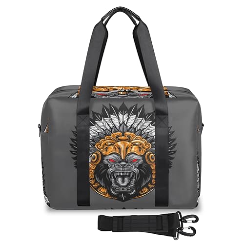 Angry Gorilla Aztec Reisetasche für Damen und Herren, Gorilla Weekend Overnight Bag 32 L Large Cabin Holdall Tote Bag for Travel Sports Gym, farbe, 32 L, Taschen-Organizer von TropicalLife